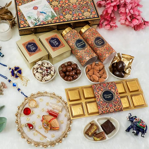 Nutrisnacksbox 13 Item Rakshabandhan Gift for Brother with 2 Rakhi and 1 Lumba